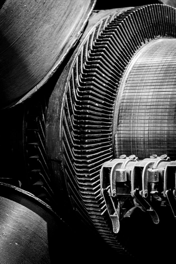 Detailed view of industrial machinery showing intricate textures and patterns.